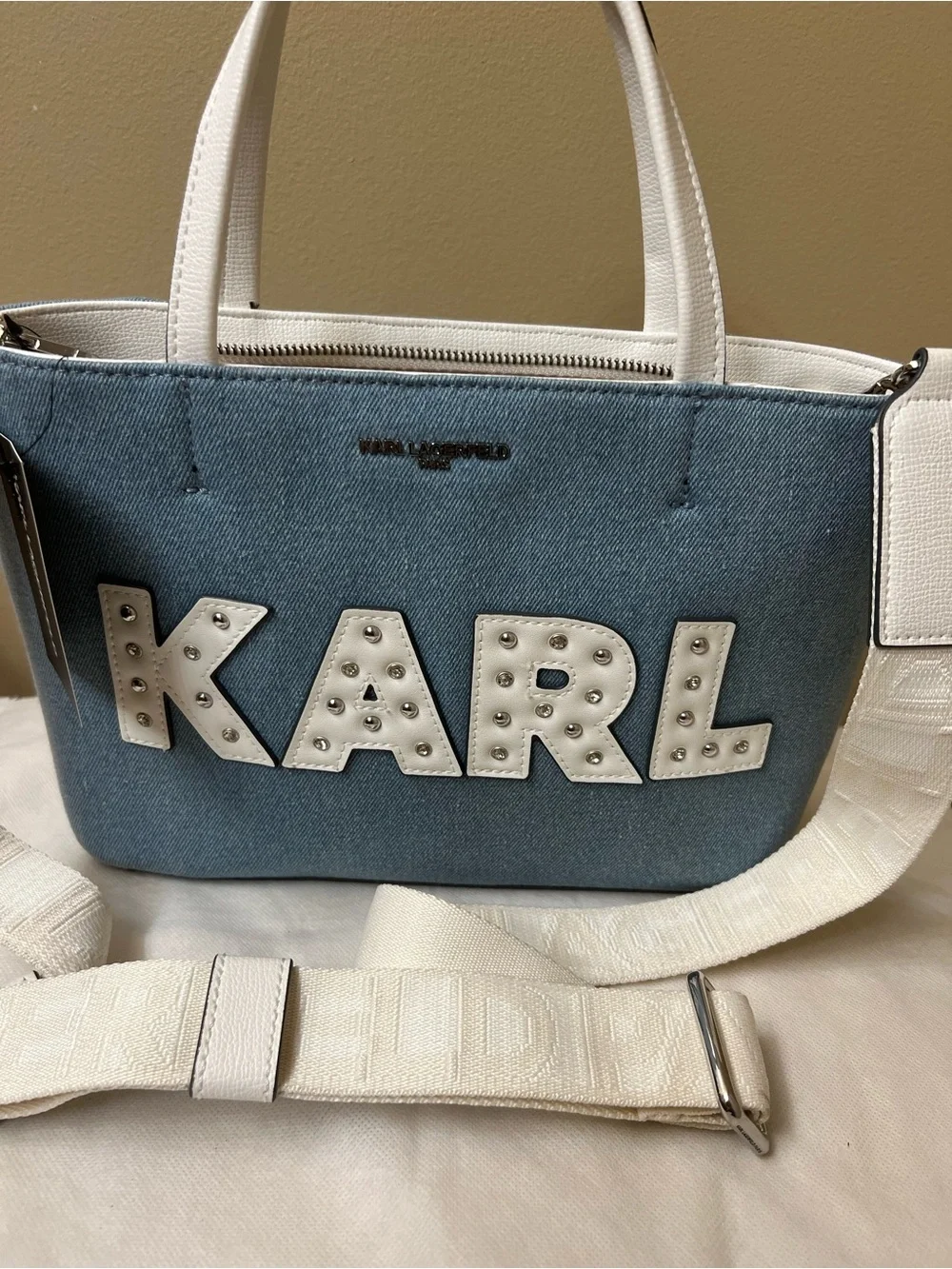 🔥low S🔥Karl Lagerfeld Light Blue Denim Crossbody NWT